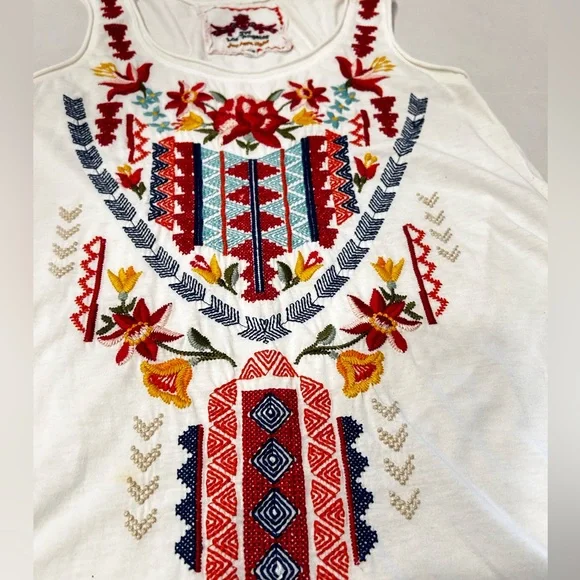 Johnny Was Embroidered White Sleeveless Tunic Tank  XS‎ - Picture 4 of 10